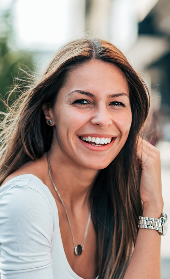 woman smiling and laughing