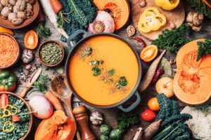 Table filled with fall foods